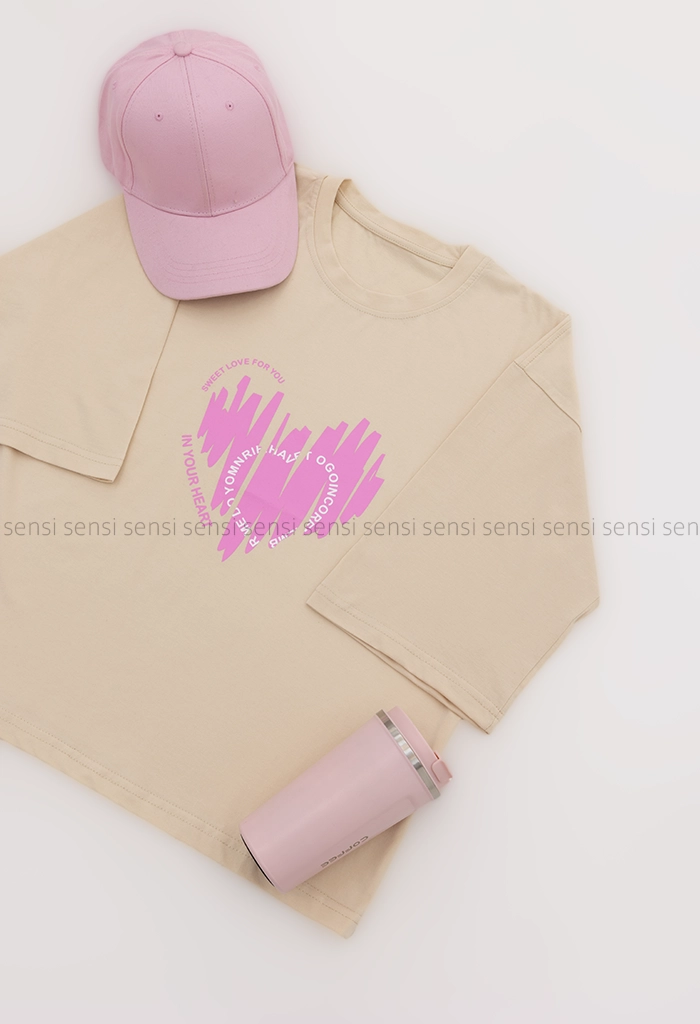 تیشرت باکسی قلب کد1005916
